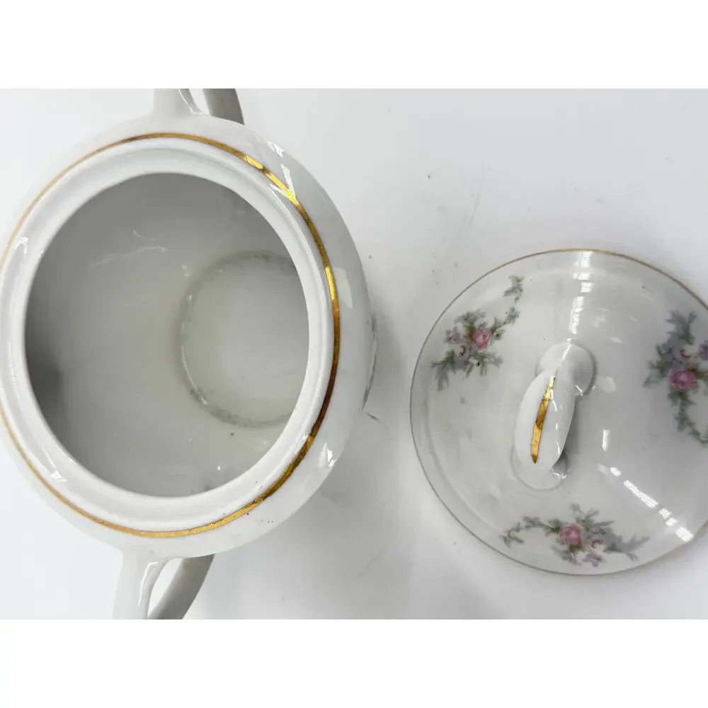 Vintage Floral Creamer Sugar Bowl Gold Trim Embassy USA Cottagecore China MCM